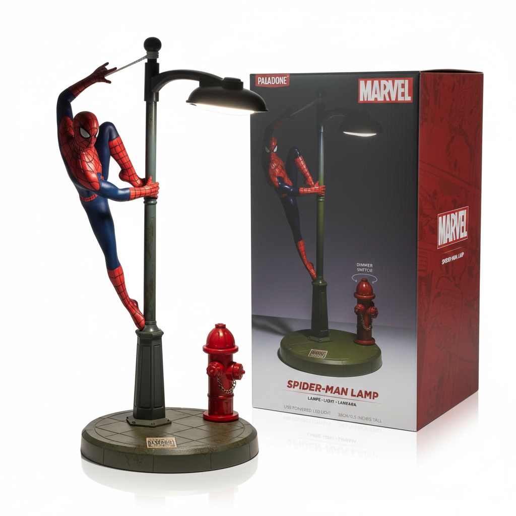 Paladone Marvel Spider Man Lampka 34 cm USB ściemniacz LED latarnia miejska