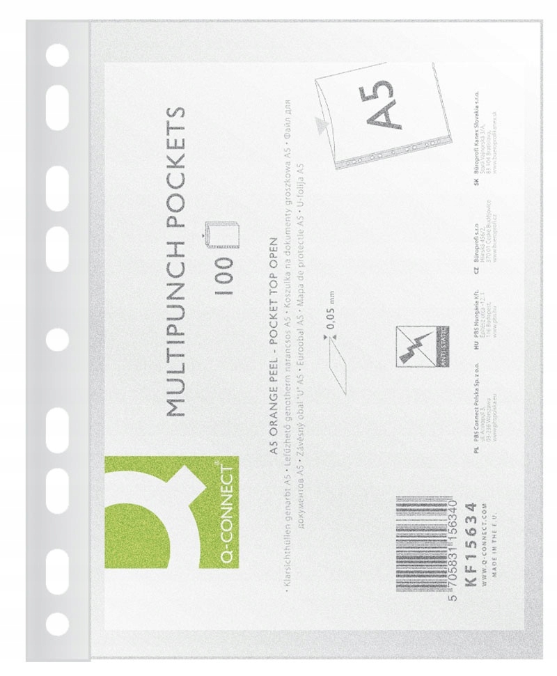 

Koszulki A5 Groszkowe Q-connect Pp 50MIC 100szt