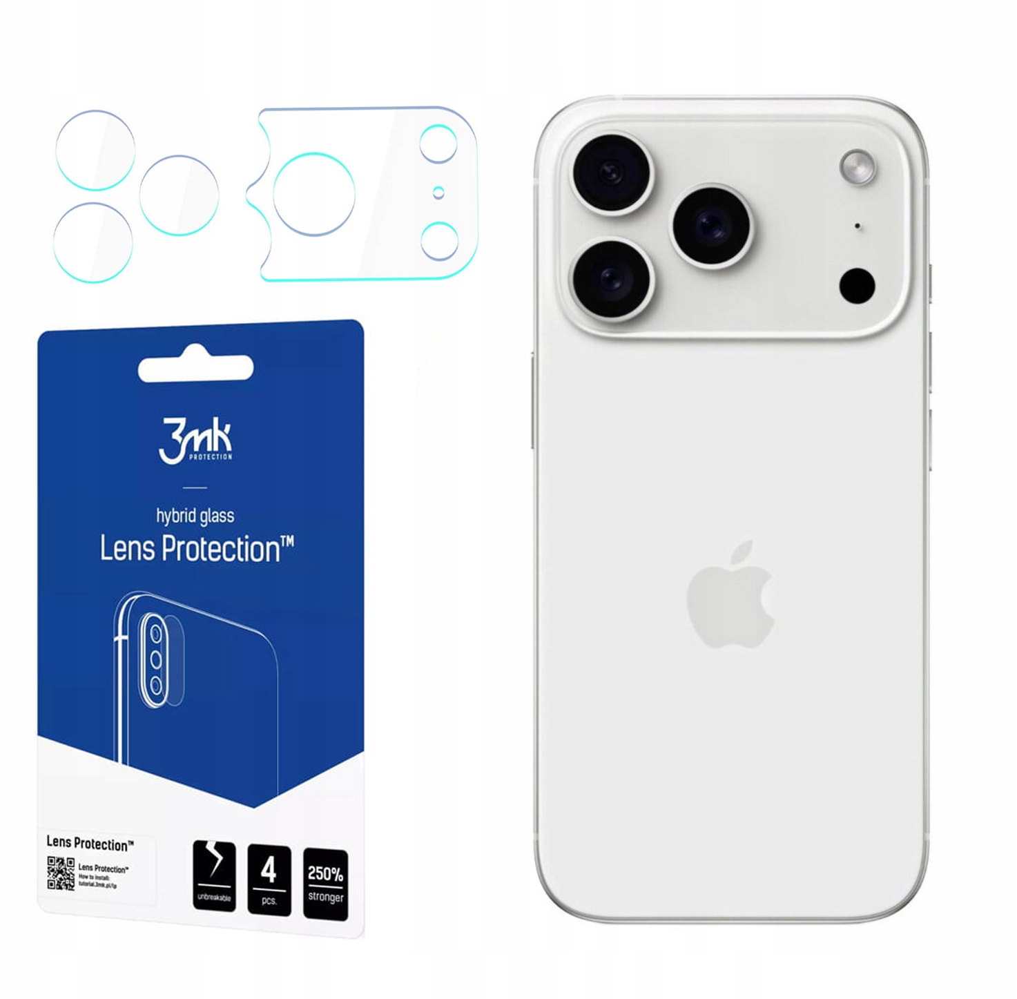 Sklo na objektív a ostrov fotoaparátu 3MK Lens pre iPhone 17 Pro Max 4ks