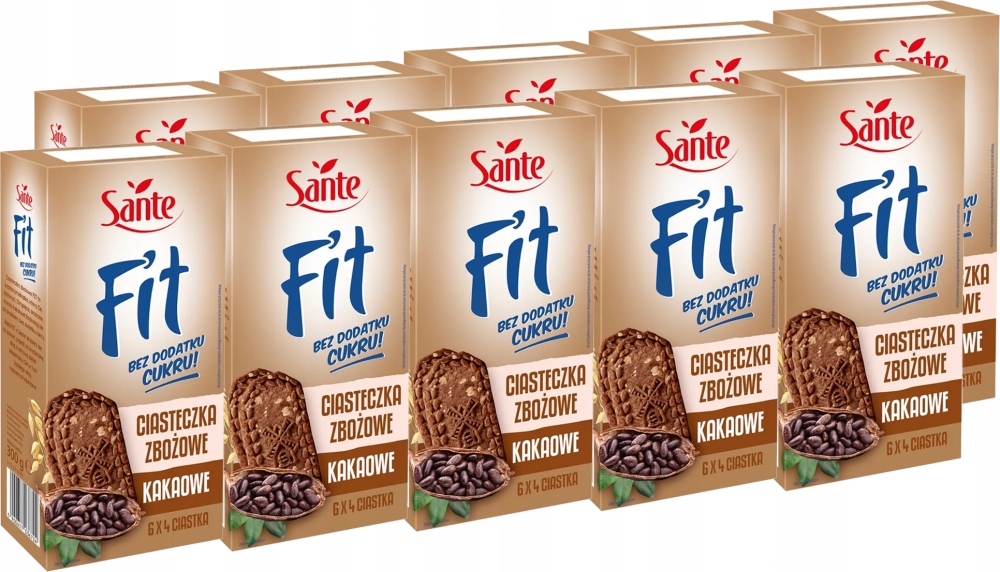 Sante Fit Ciasteczka Zbożowe Kakaowe Bez Cukru x10