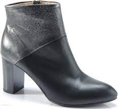 Černé dámské kotníkové boty na kotníku, kožené zateplené boty Neścior 36