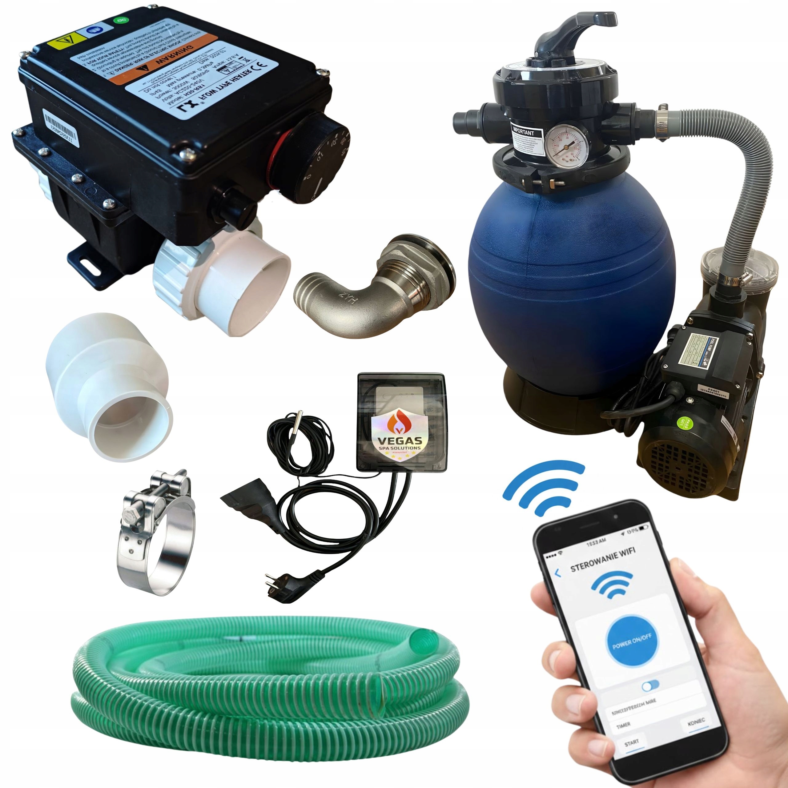 Sada Topení S Elektrickým Topným Tělesem 3 Kw S Pískovým Filtrem Pro Balii