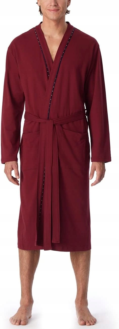 Schiesser Bordový Pánský Bavlněný Župan S Páskem 6F