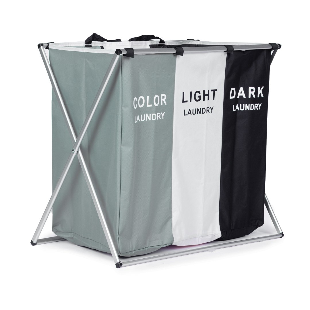 Kosz do segregacji prania 3 materiałowe kosze aluminiowa konstrukcja Stan opakowania oryginalne