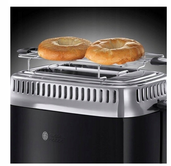 RUSSELL HOBBS Toster Retro Czarny Stalowy 2 Kromki 1300W 6 Stopni Opiekania — miniatura 12