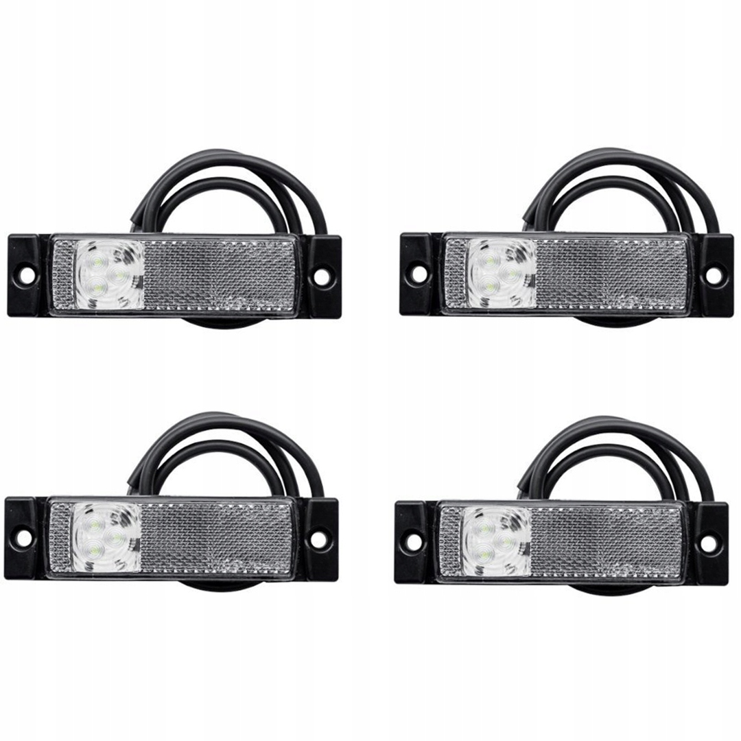 Lampy obrysowe białe HORPOL LED komplet 4x obrysówka z odblaskiem przewodem