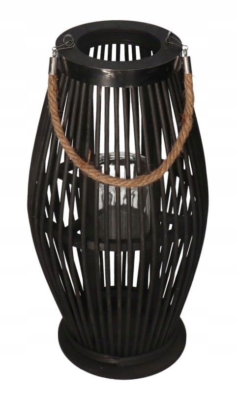 Bambusová Ratanová Lucerna, Černá, 50 CM