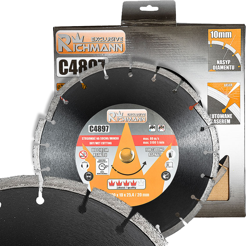 TARCZA DIAMENTOWA DO CIĘCIA ASFALTU TNĄCA NA SUCHO I MOKRO 300x25,4/20 MM R