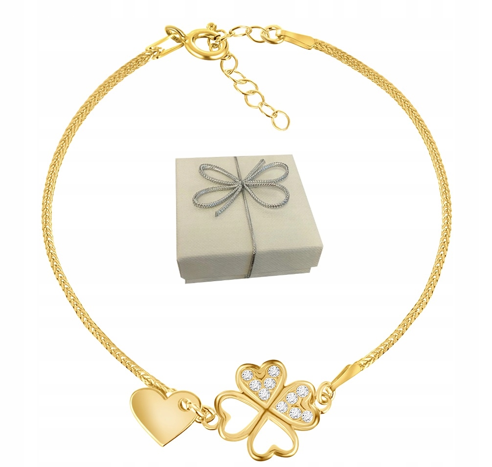 

Złota bransoletka koniczyna Serce kr.Swarovski