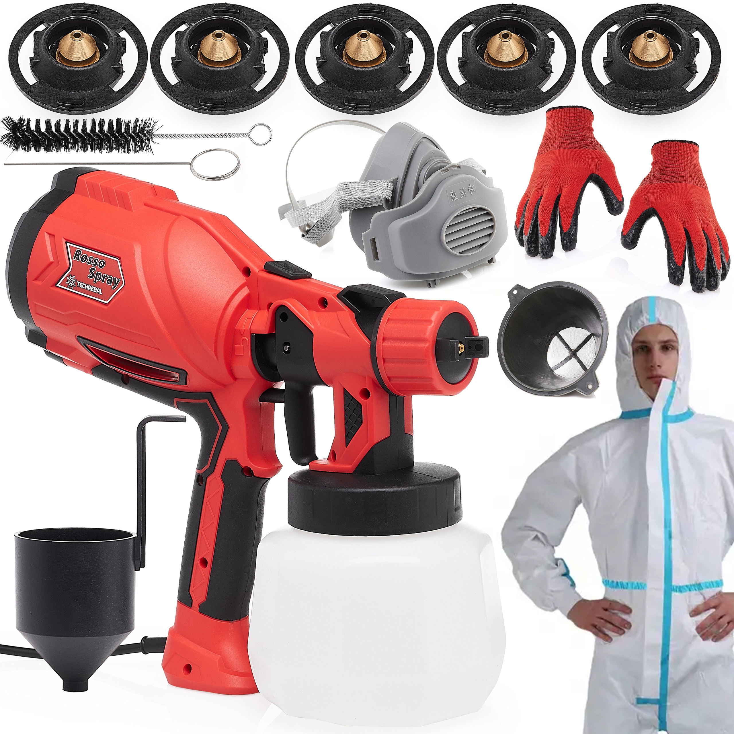 Malířský Agregát Elektrická Pistole Na Malování 870W 5xTRYSKA Maska Filtr