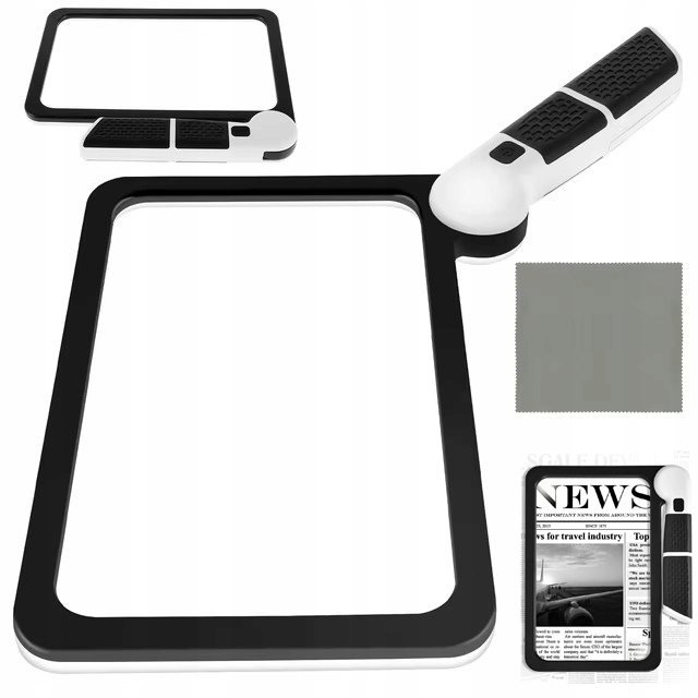 Lupa do czytania duża 5X światło Led składana szkło powiększające