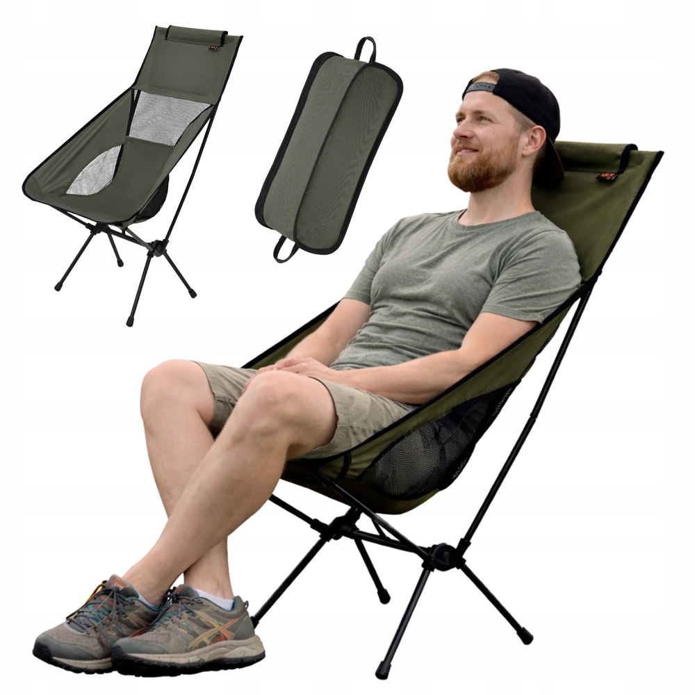 Krzesło Turystyczne Wędkarskie Składane Kempingowe W Pokrowcu Khaki Nils