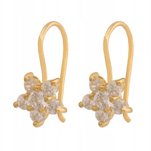 Lesklé náušnice zlaté 585 s motivem hvězdičky a zirkony pro ženy