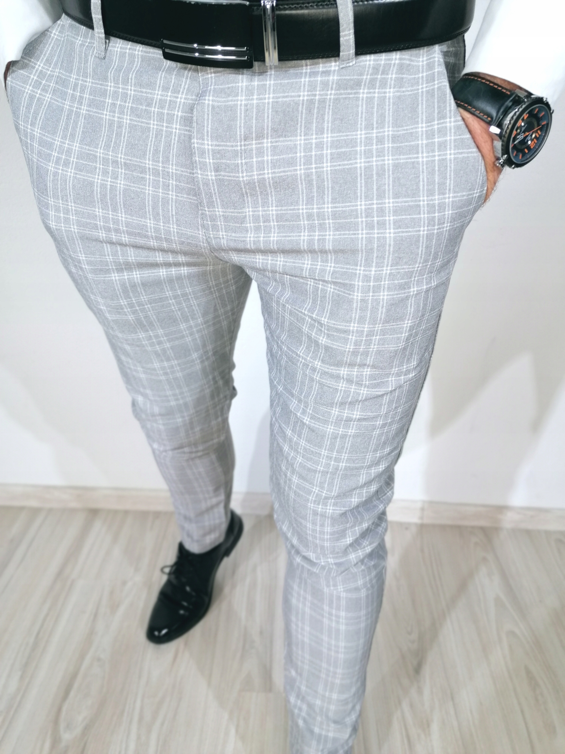 Pánské elegantní kalhoty s jasnou kostkou Disc3 30