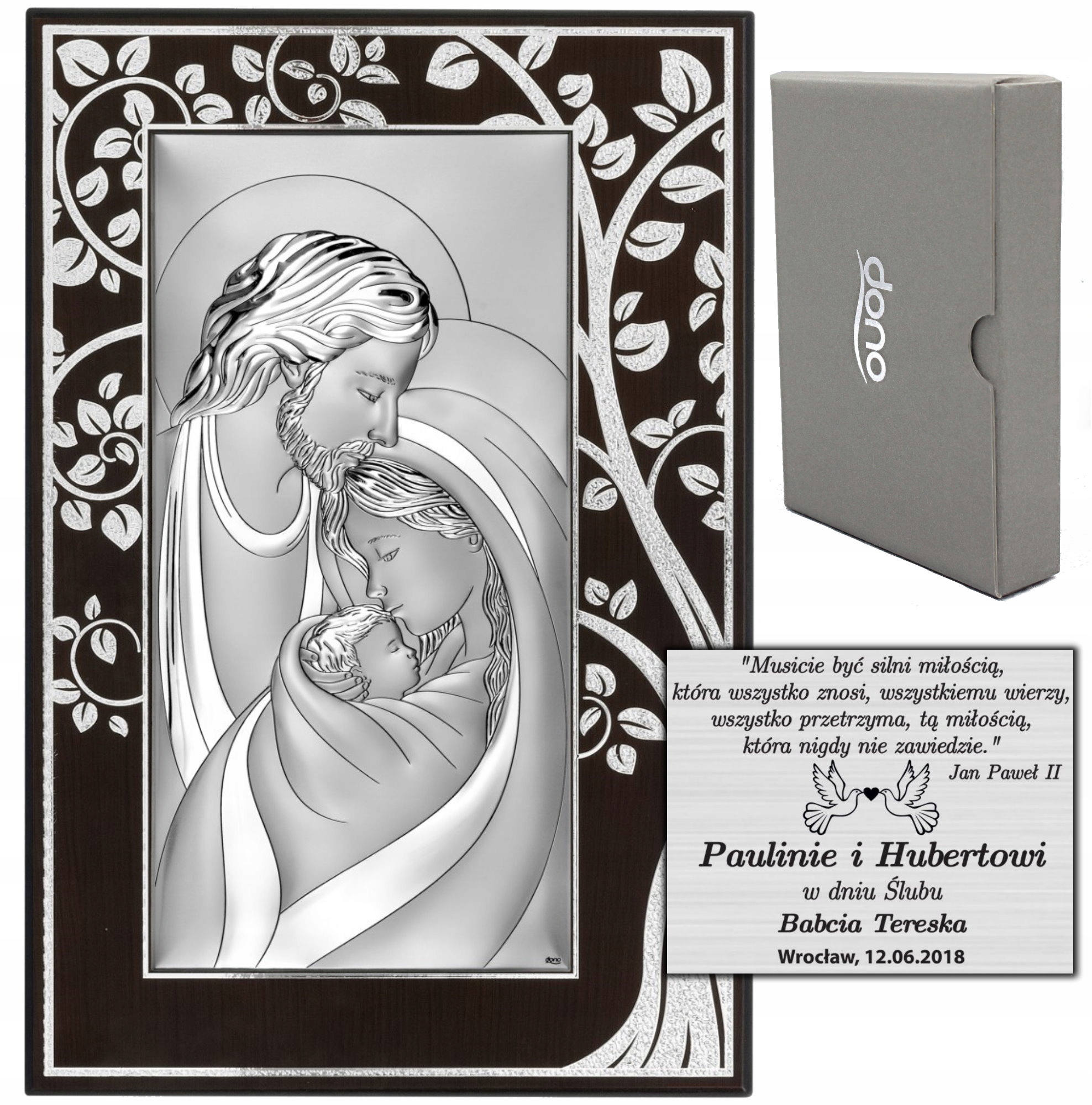 Stříbrný Obraz Svatá Rodina Suvenýr Svatba Křest