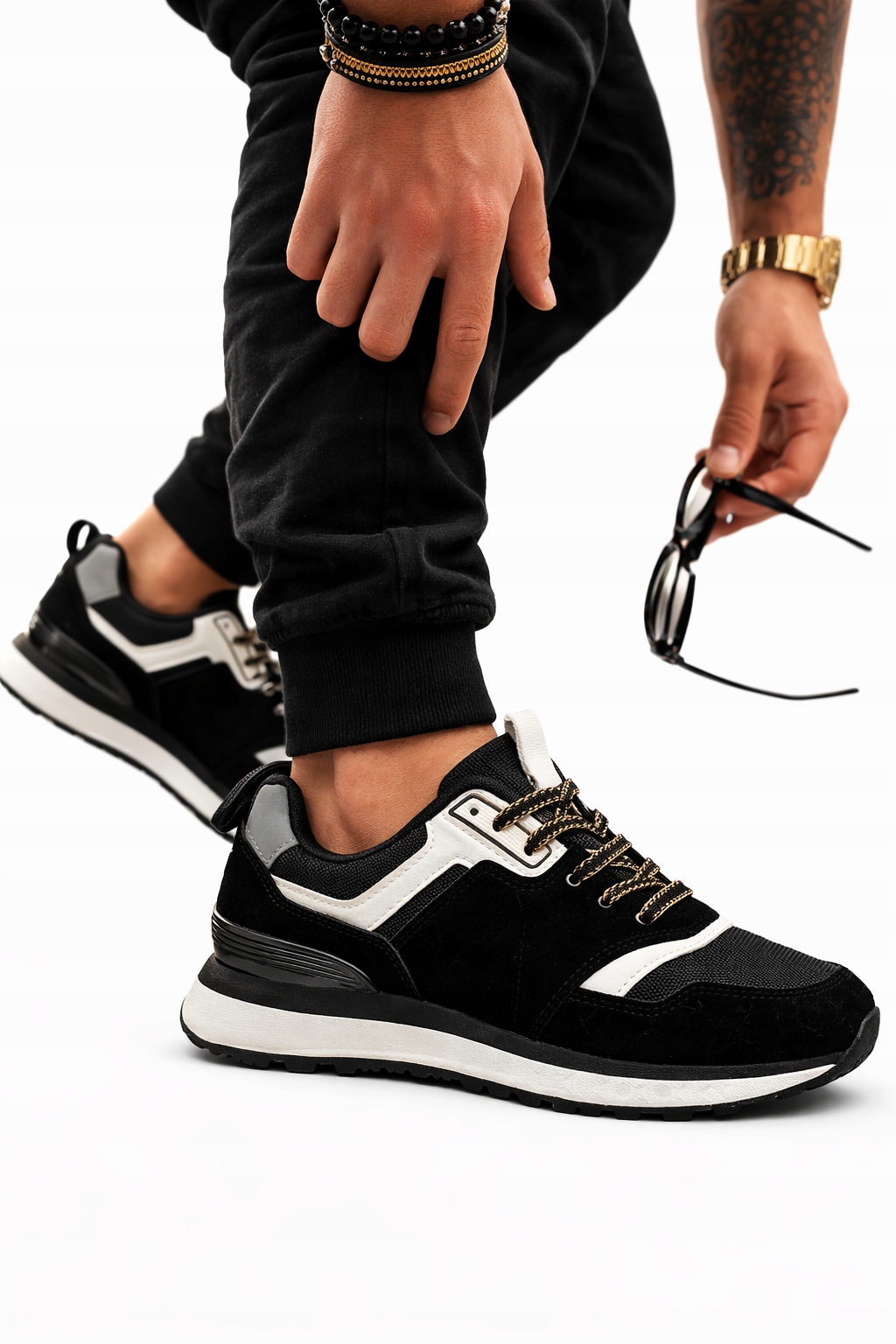 Buty Męskie Sportowe Czarne Adidasy Sneakersy 45