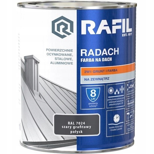 Rafil Radach Farba na Dach 10l Ral7024 połysk