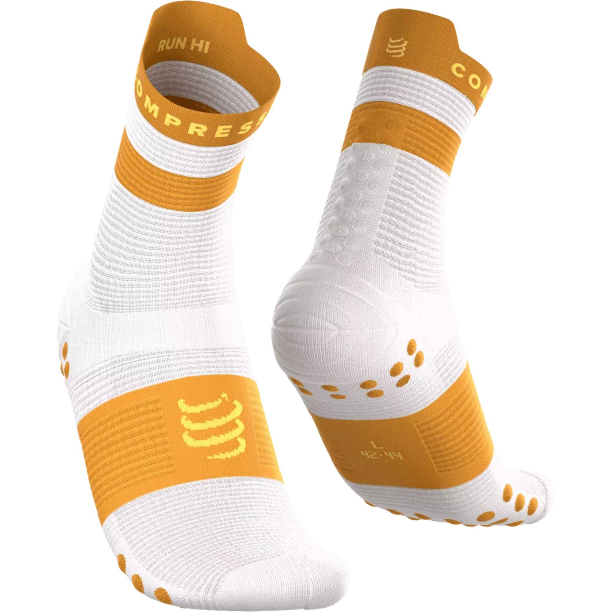 Skarpetki do Biegania Compressport Proracing Socks V4 white/sunflower 35-38