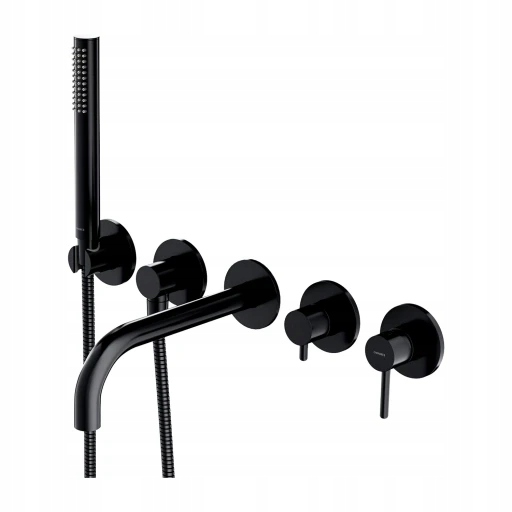 5-otvorová podomietková vaňová batéria s dlhým výtokom, čierna polomatná