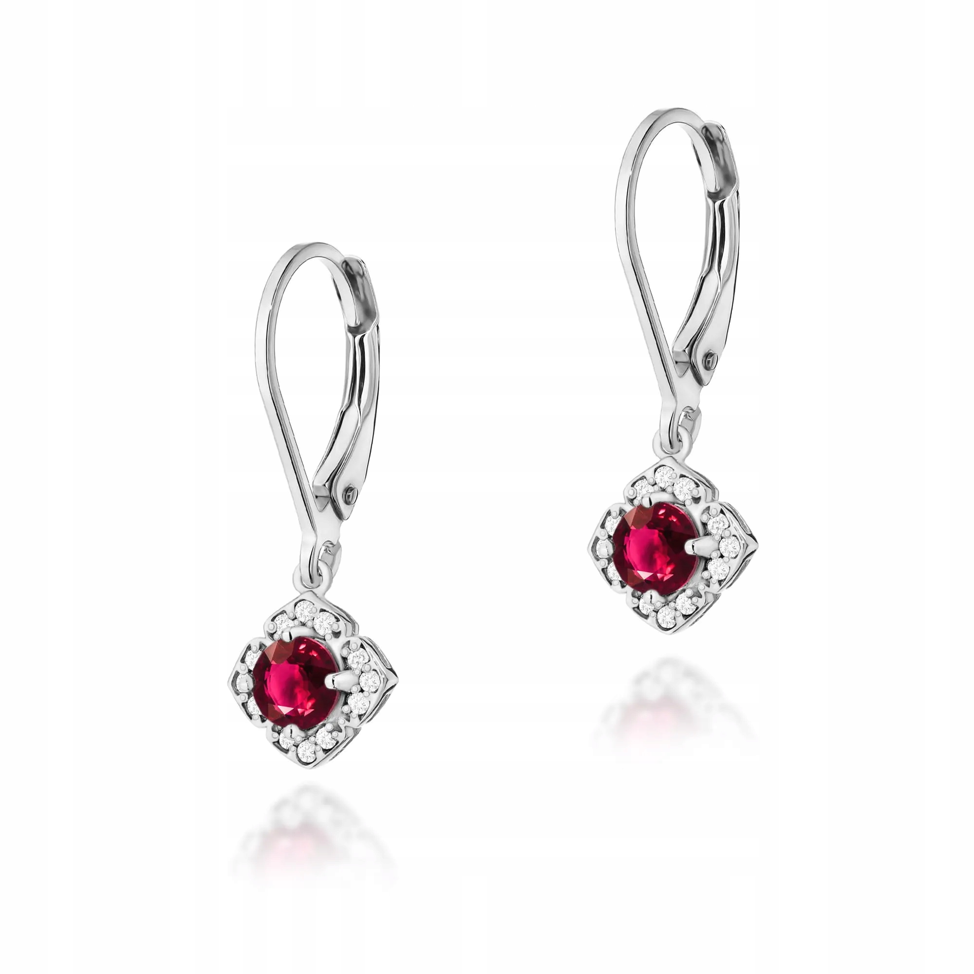 Złote kolczyki Rubin 2 x 0,30ct białe złoto pr. 585