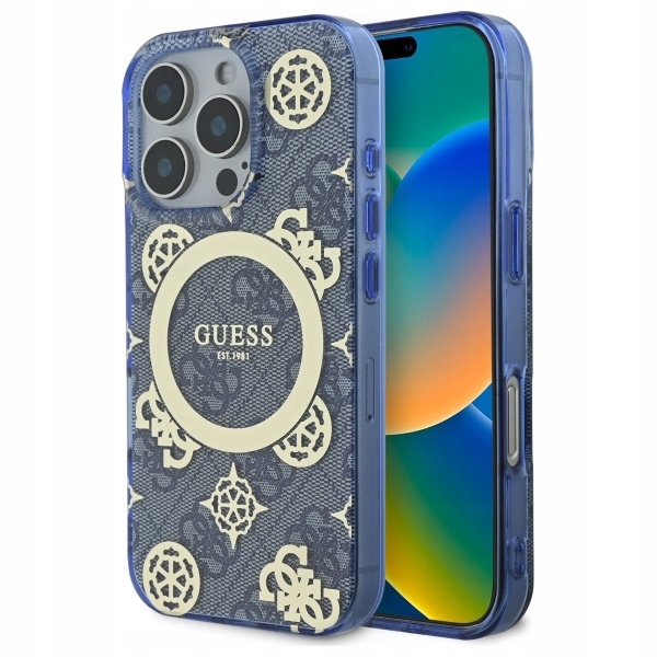 Originální pouzdro Guess pro iPhone 16 Pro Max 6.9" modré pouzdro MagSafe