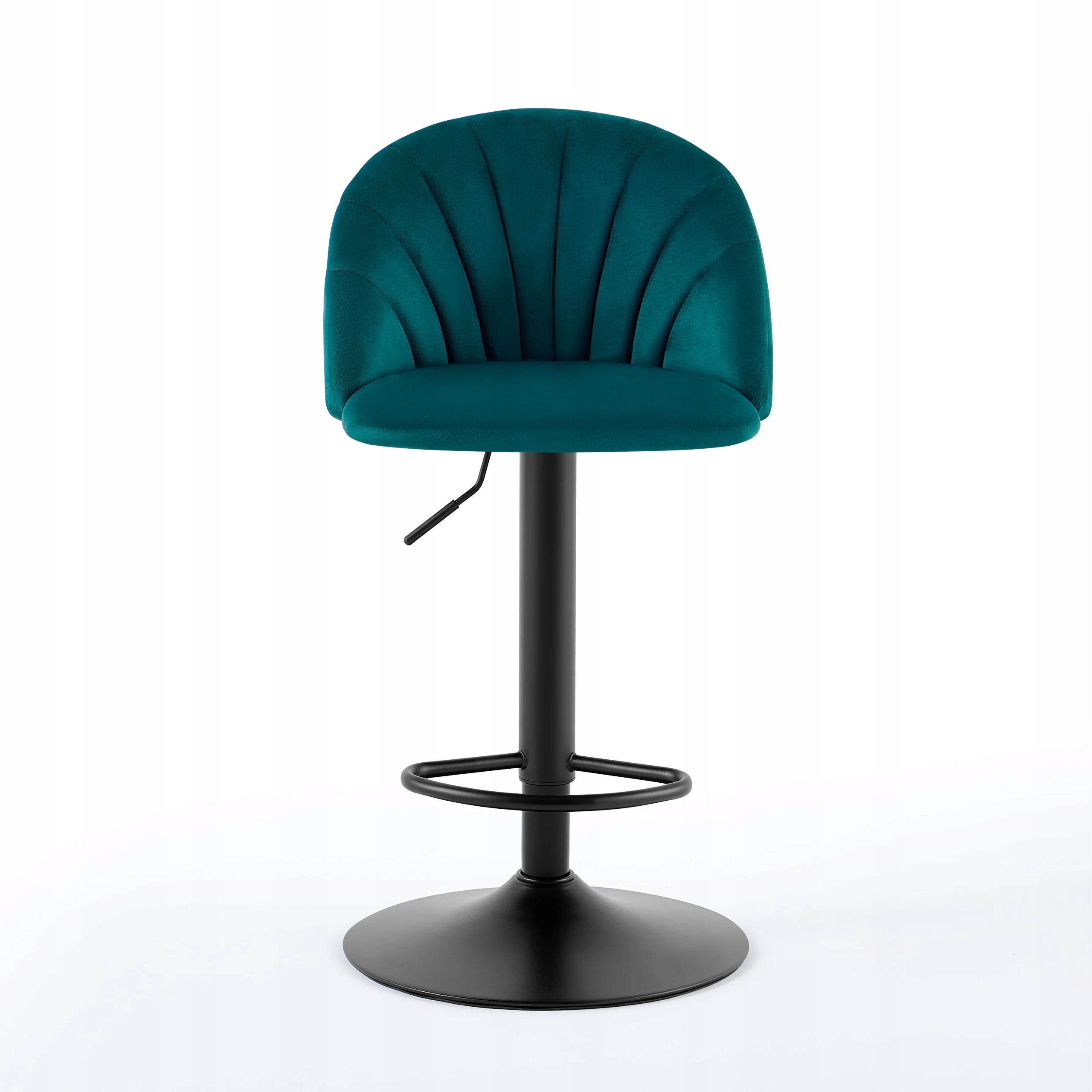 Hoker Barowy Welurowy Zielony Regulowany Na Czarnej Metalowej Stopie Loft