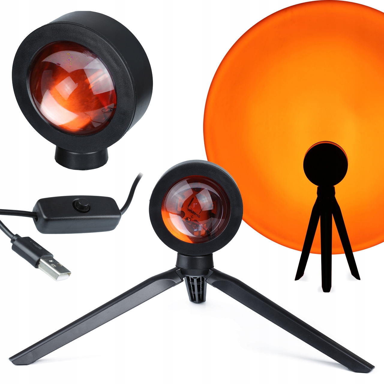 

Lampa Projektor Imitacja Zachodu Słońca Led Usb