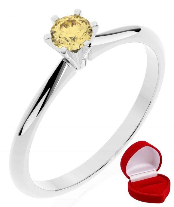 Zlatý Prstýnek 585 14k Safír 0,19 ct Bílé Zlato R28