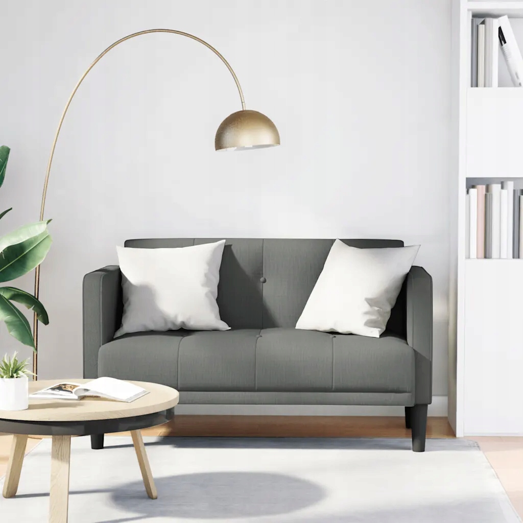 Loveseat Sofa tmavě šedá 111 cm textil Šedá 4100561