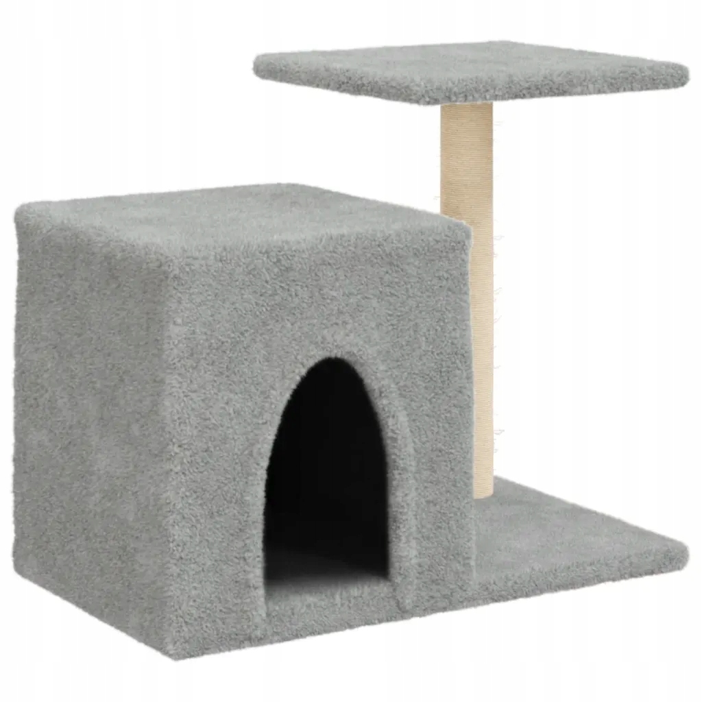 Levně Škrabadlo pro kočky se sisalovými sloupky, světle šedé, 50,5 cm