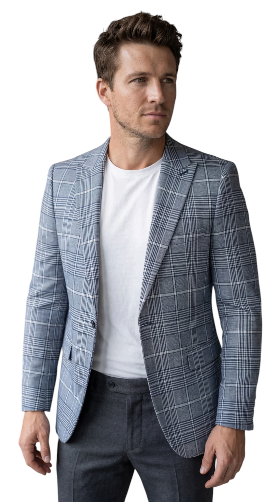 Sako Slim Elegantní Návštěvnická neformální modrá kostkovaná DJM23 52