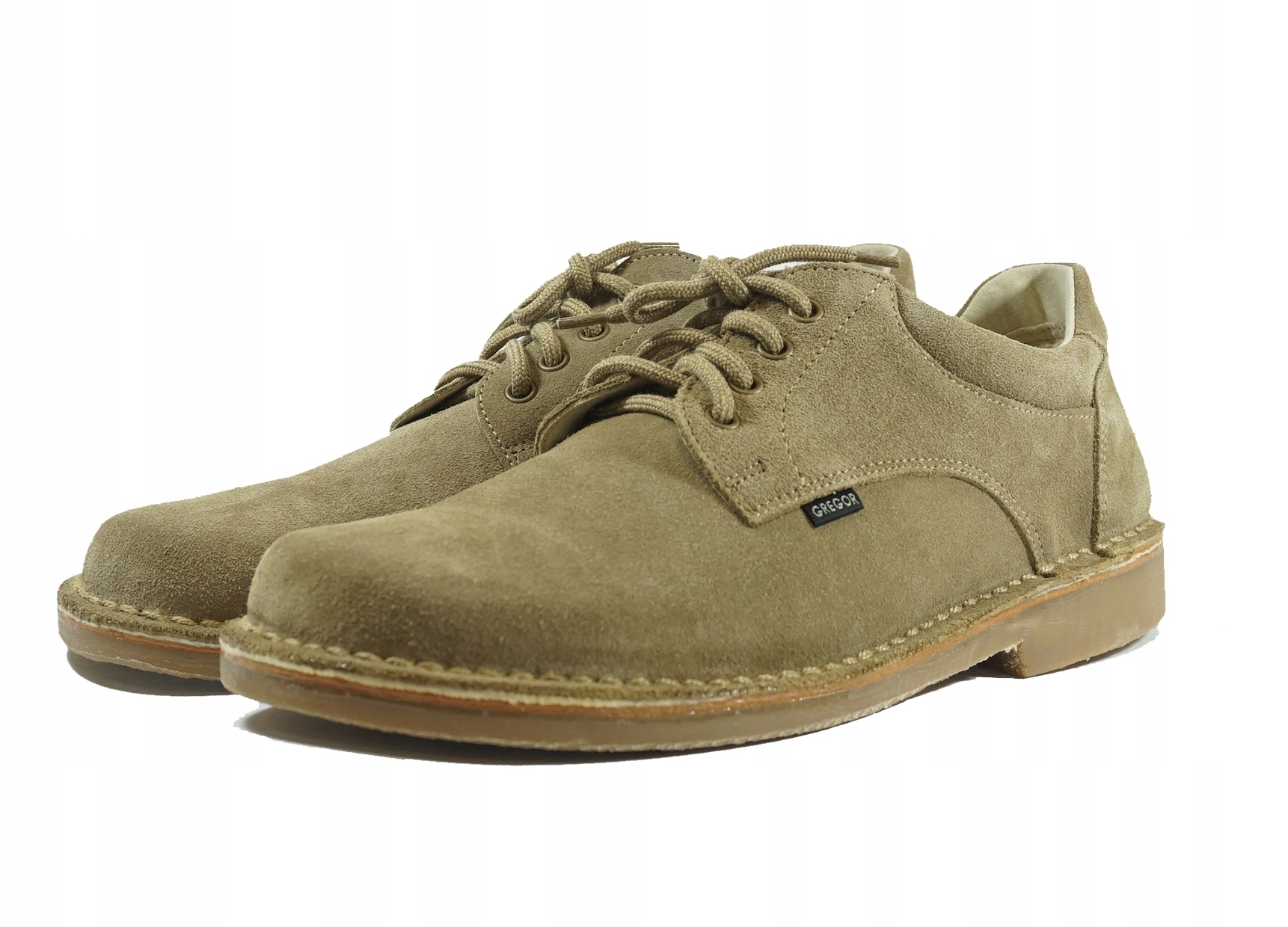 Ponadczasowe Półbuty Welurowe Oliwkowe 42