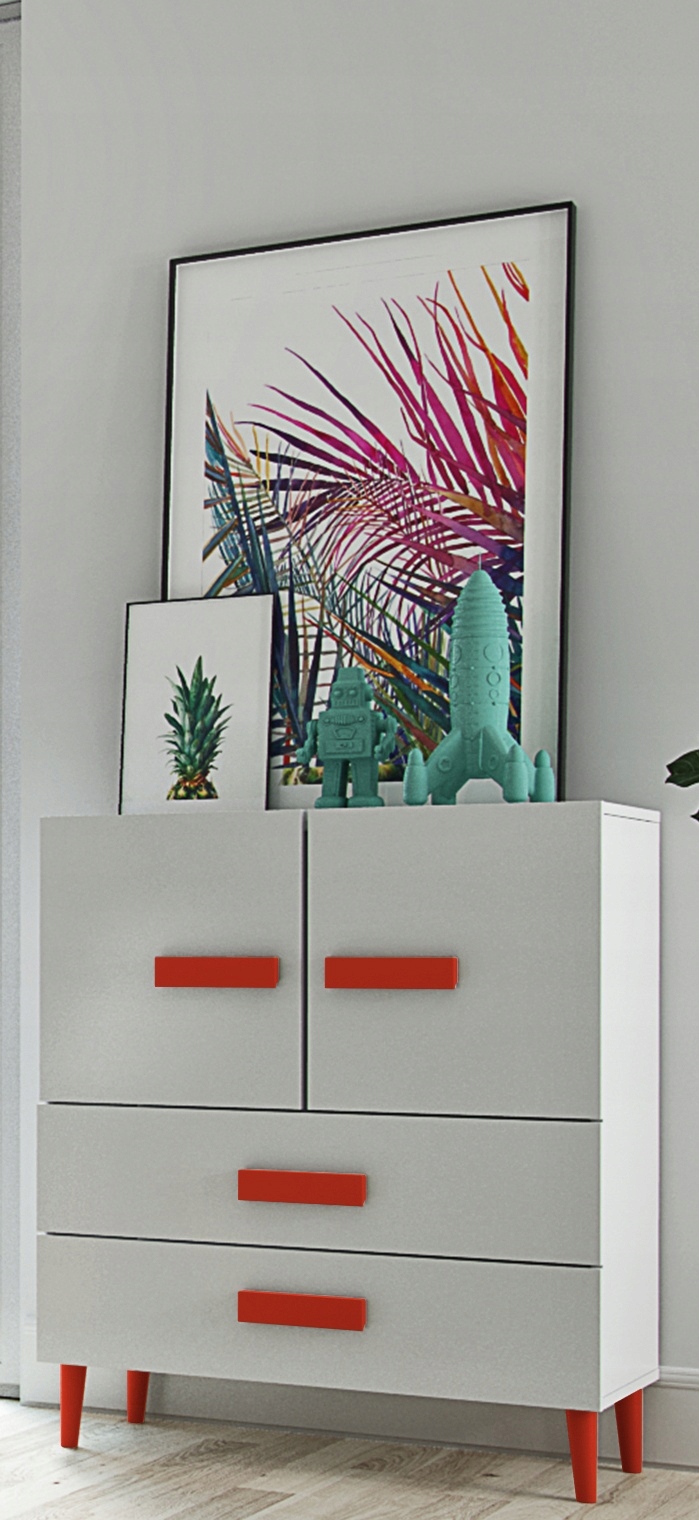 Komoda MONLE (BIAŁY/CZERWONY)