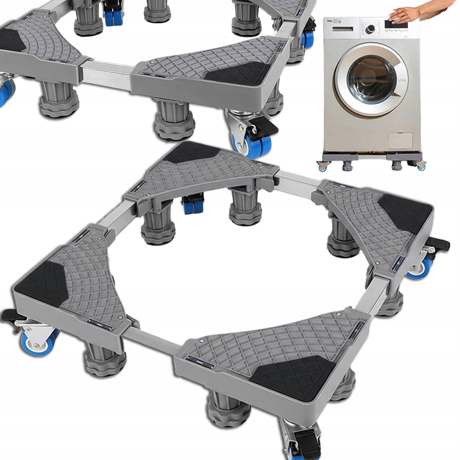 Regulovatelná Základna Pod Pračku A Ledničku, Sušička 42-66 CM, 4 Kolečka, Max. 250 Kg