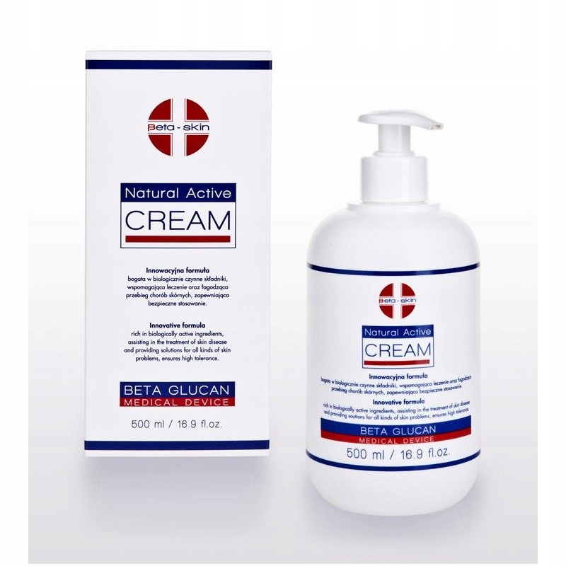 Krem Beta Skin Natural Active Cream 500 ml Azs, Łuszczyca, Nawilżenie
