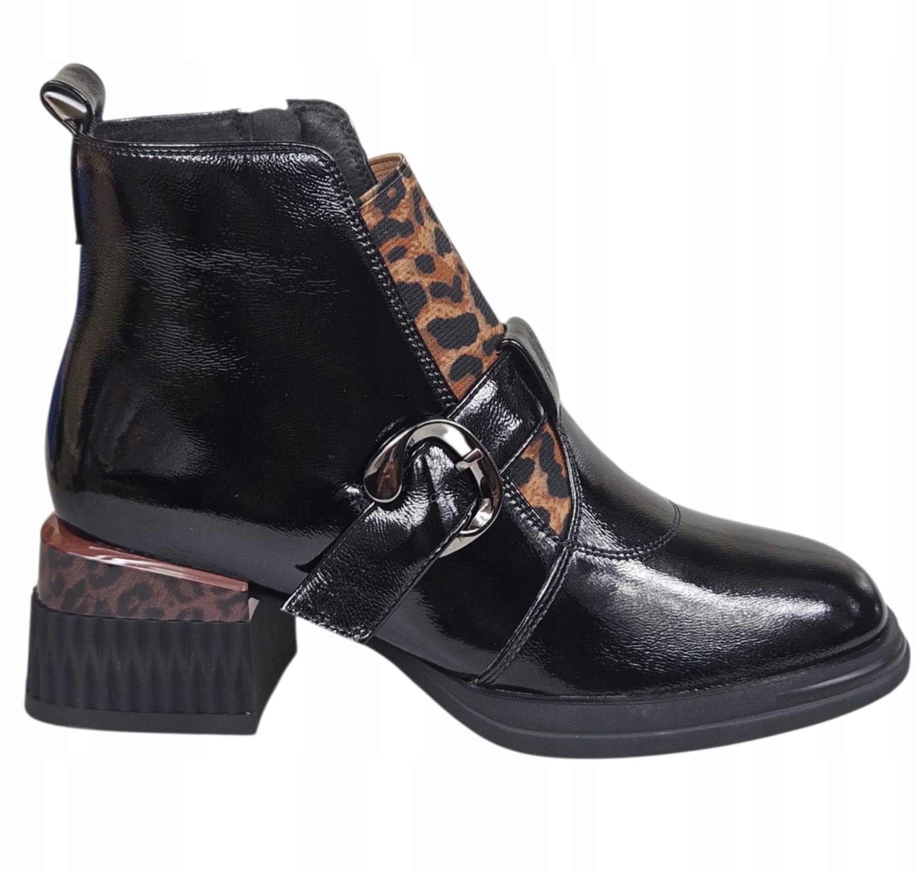 Loretta Vitale Kotníkové Boty Na Kostce C6909 Černý Lak vel. 39