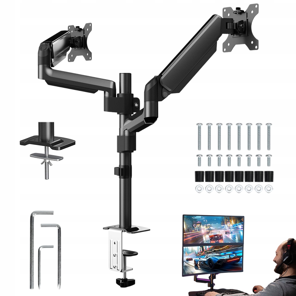Držák Na Monitor Otočný Pro Dva Monitory 13-32 Palců Na Stůl