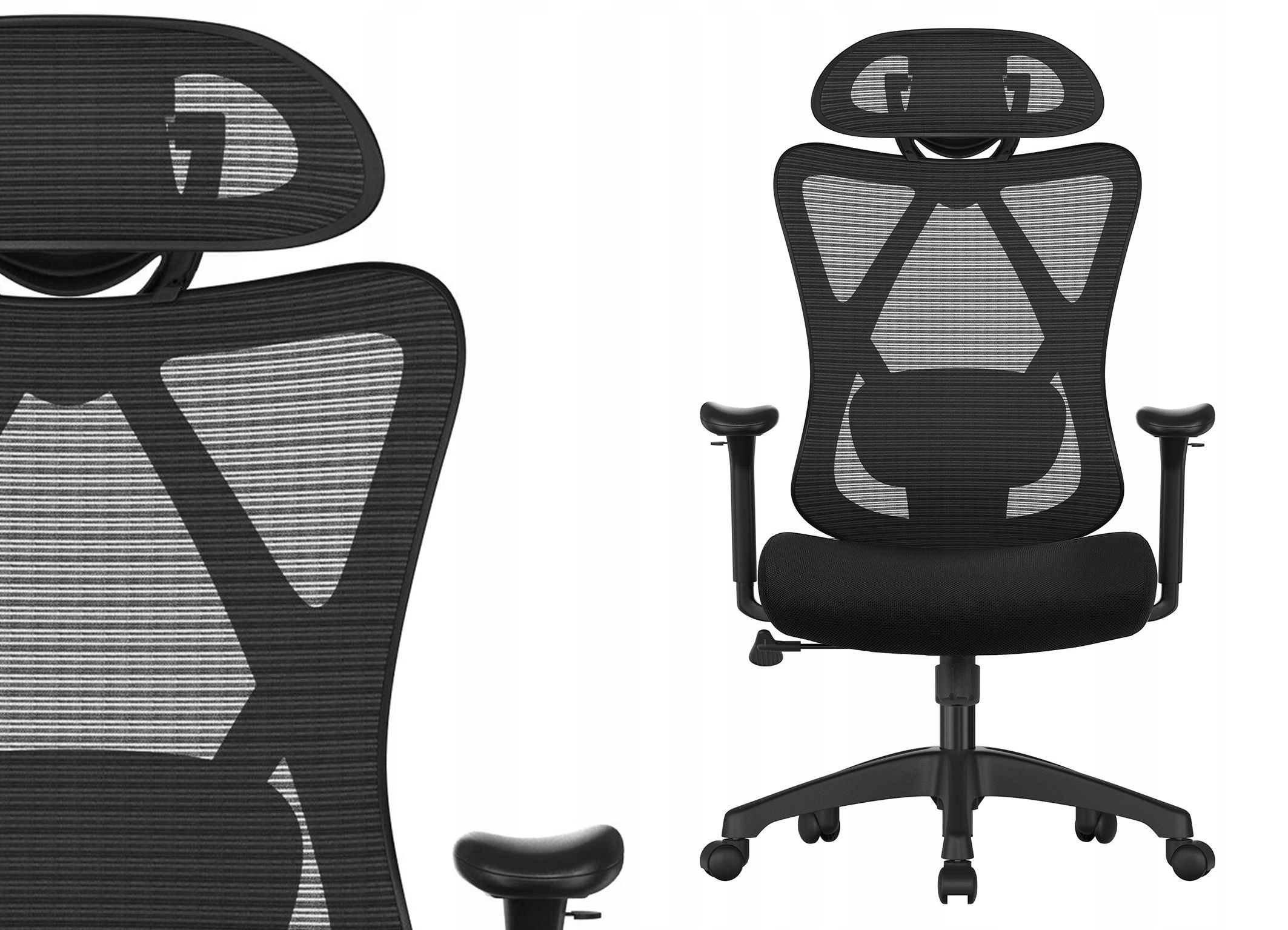 Ergonomická kancelárska stolička otočné kreslo na bedrovú oporu, čierna