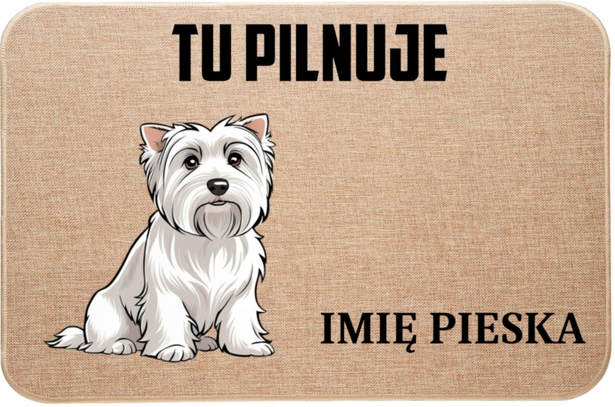 Lněná Vstupní Stěračka Tu Hlídá Jméno West Highland White Terrier