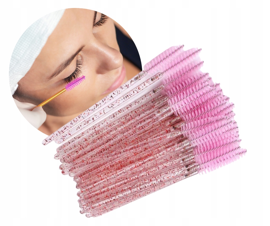 SPIRALKA SZCZOTECZKA DO RZĘS KRYSZTAŁ 50szt PINK