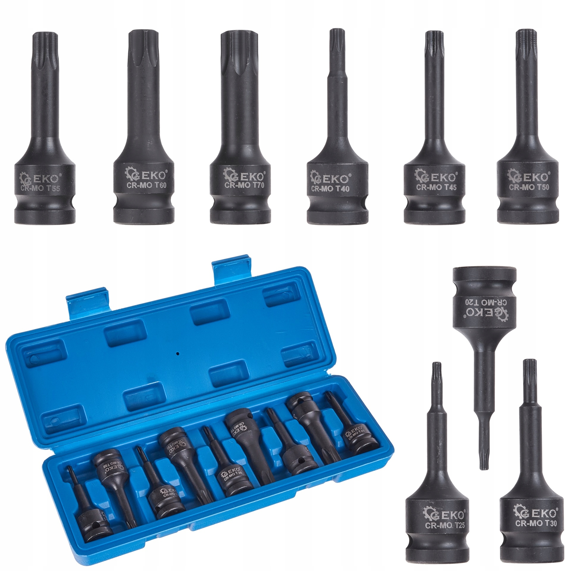 Komplet kluczy udarowych torx 9szt. T20-T70