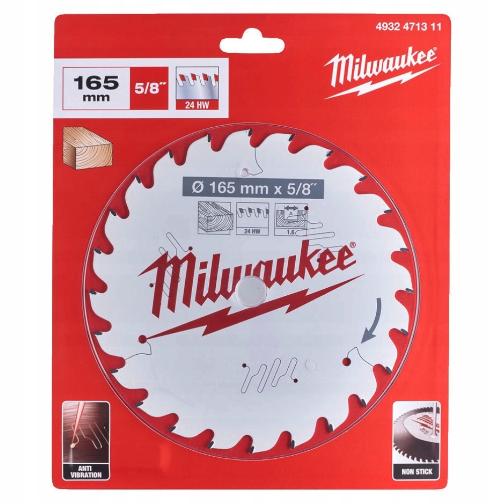 Tarcza pilarska do drewna 165 mm 24z Milwaukee 4932471311