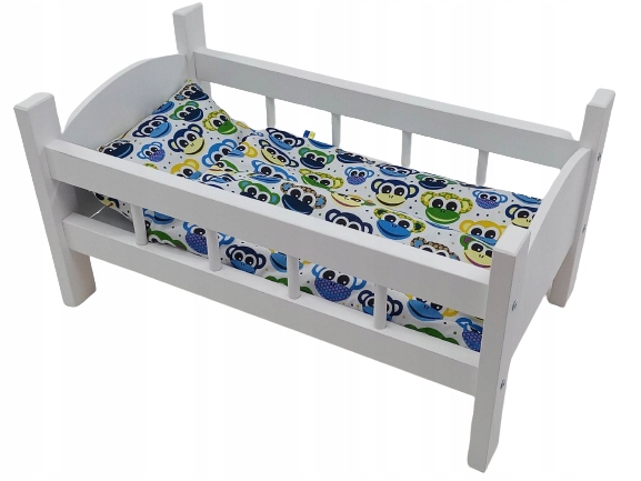 ŁÓŻECZKO DREWNIANE BIAŁE dla lalek +POŚCIEL