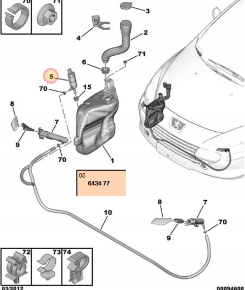 POMPKA SPRYSKIWACZY REF CITROEN PEUGEOT 643477 Typ samochodu Samochody osobowe