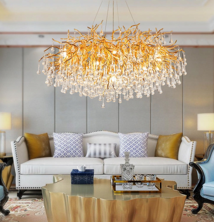 Stropná Lampa Kryštálový Luster Kolík S Kryštálikom Cencúle okrúhla 100 cm