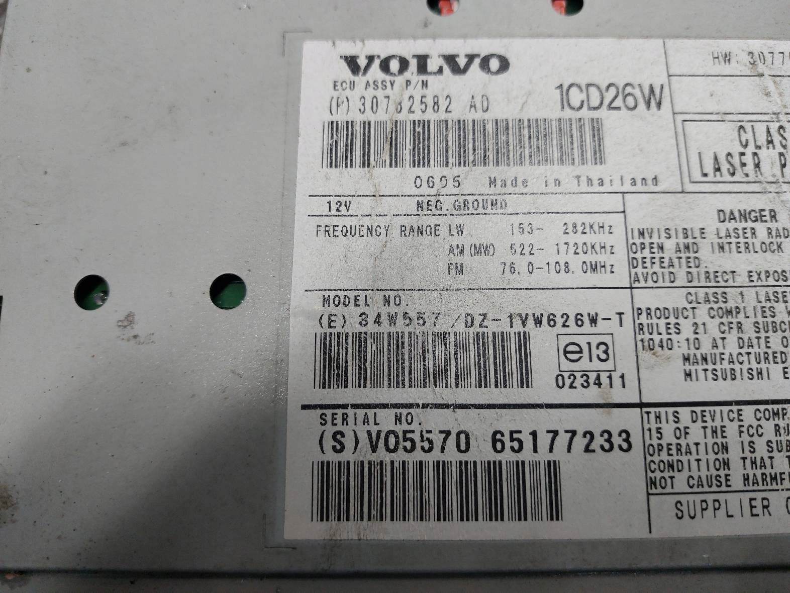 RADIO ODTWARZACZ VOLVO XC90 e 30732582 30775593