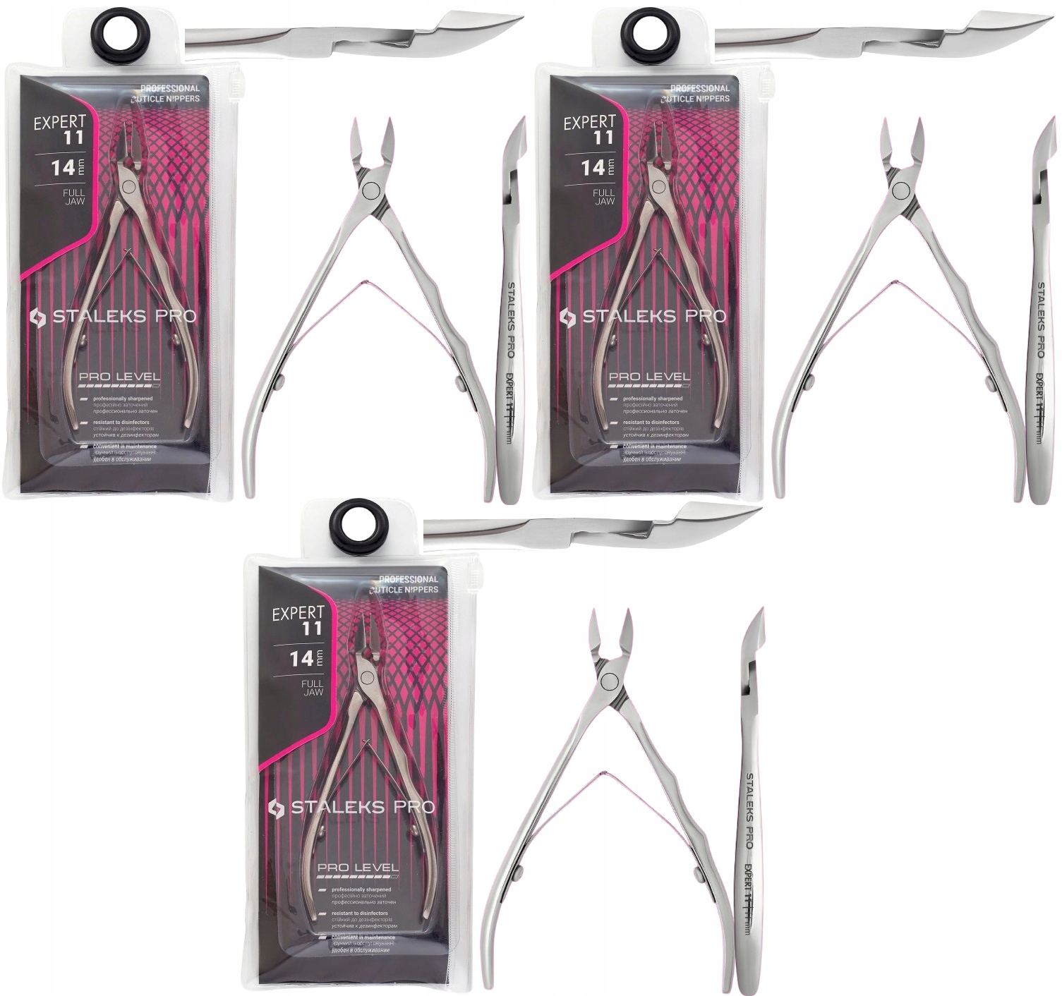 3 ks Profesionální kleště na kůži 14 mm Staleks Pohodlné držení v ruce