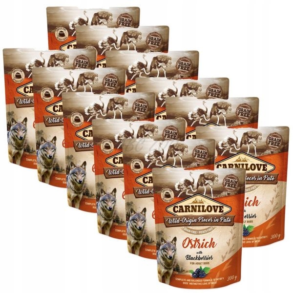 Levně Carnilove Dog Ostrich & Blackberries krmivo Pštros Ostružiny 12 x 300 g 12 balení