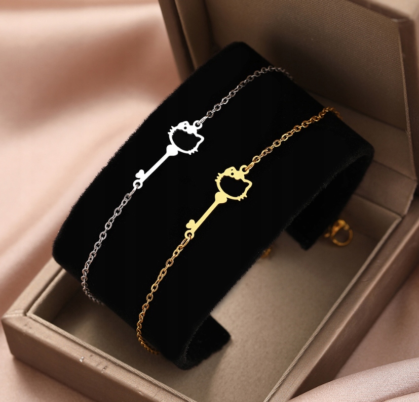 Bransoletka Hello Kitty Kotek Kluczyk Srebrna 316L Materiał Inny