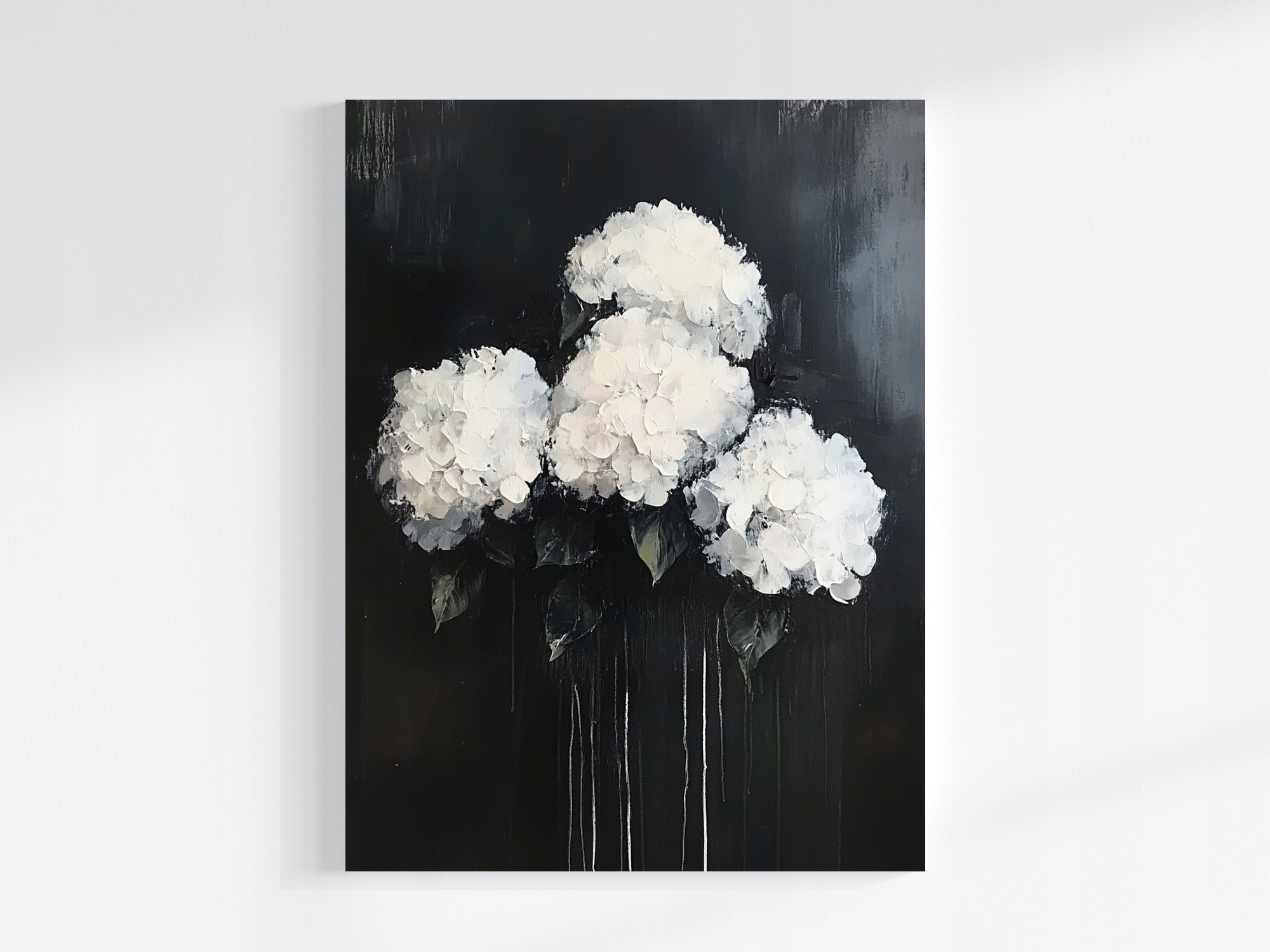 Obraz Na Plátně Canvas Grafika Zahrada Květiny Bílé Hortenzie Kytice 75x100